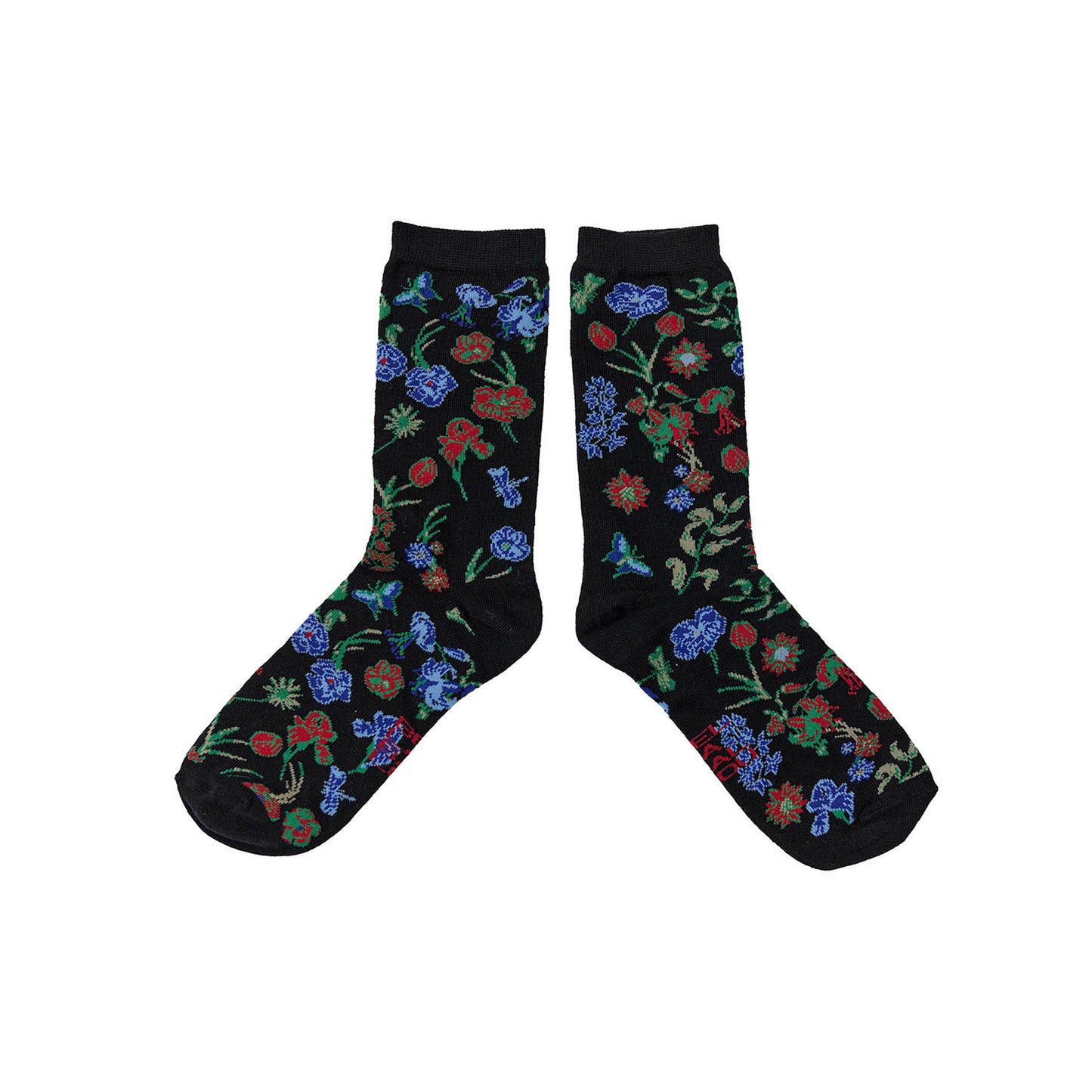 Schwarze Socken mit Blumen Ranken