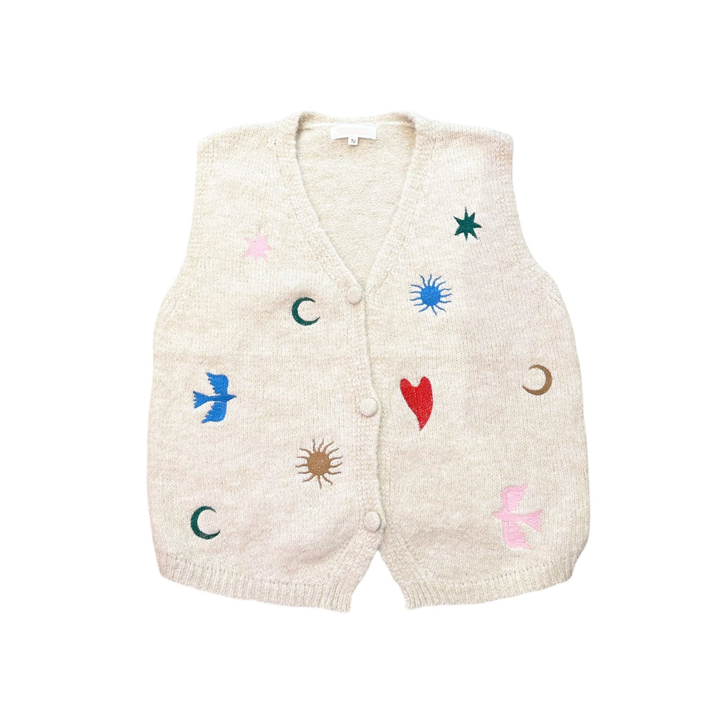 Bestickte Strickweste Sonne Mond Sterne - KNOCKNOK Fashion