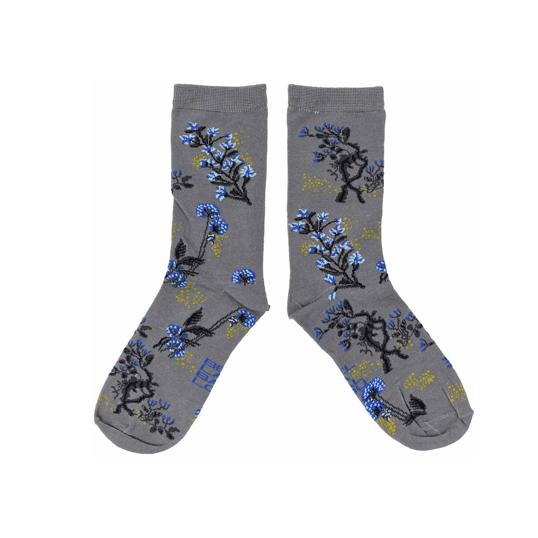 Graue Socken mit Blumen Ranken - KNOCKNOK Fashion