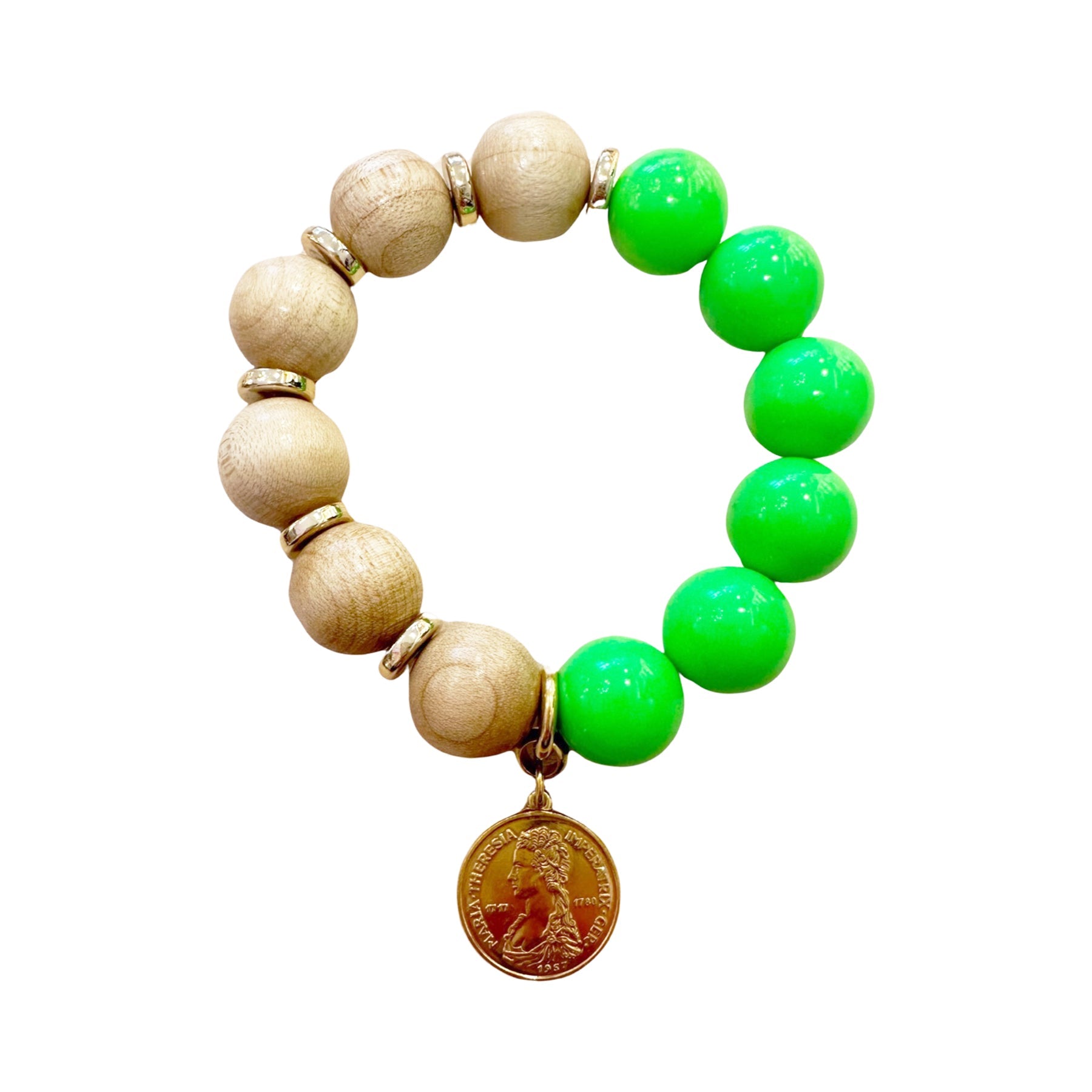 Rio Berlin Armband mit Münze Neon Grün - KNOCKNOK Fashion