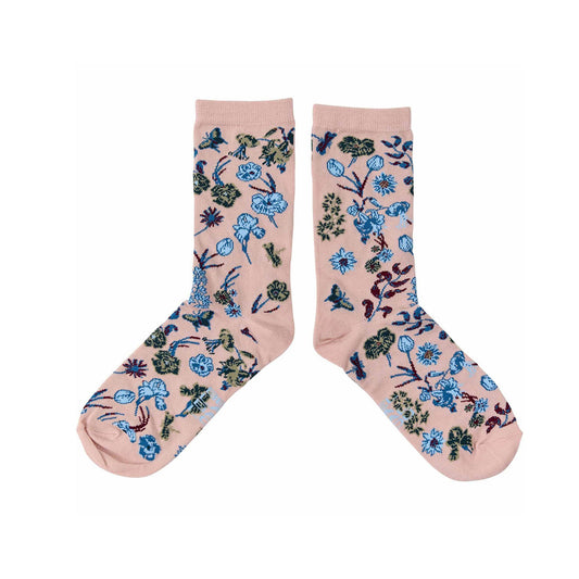 Rosa Socken mit Blumen Ranken - KNOCKNOK Fashion