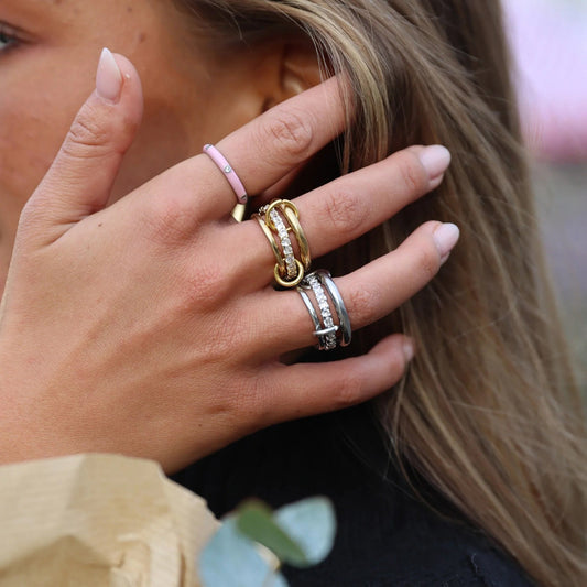 Timi of Sweden Ring Set – Edelstahl Ringe Silber mit Zirkonia | 3 - in - 1 Statement Ring - KNOCKNOK Fashion