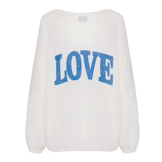 Americandreams Pullover Love White Skyblue - KNOCKNOK Fashion