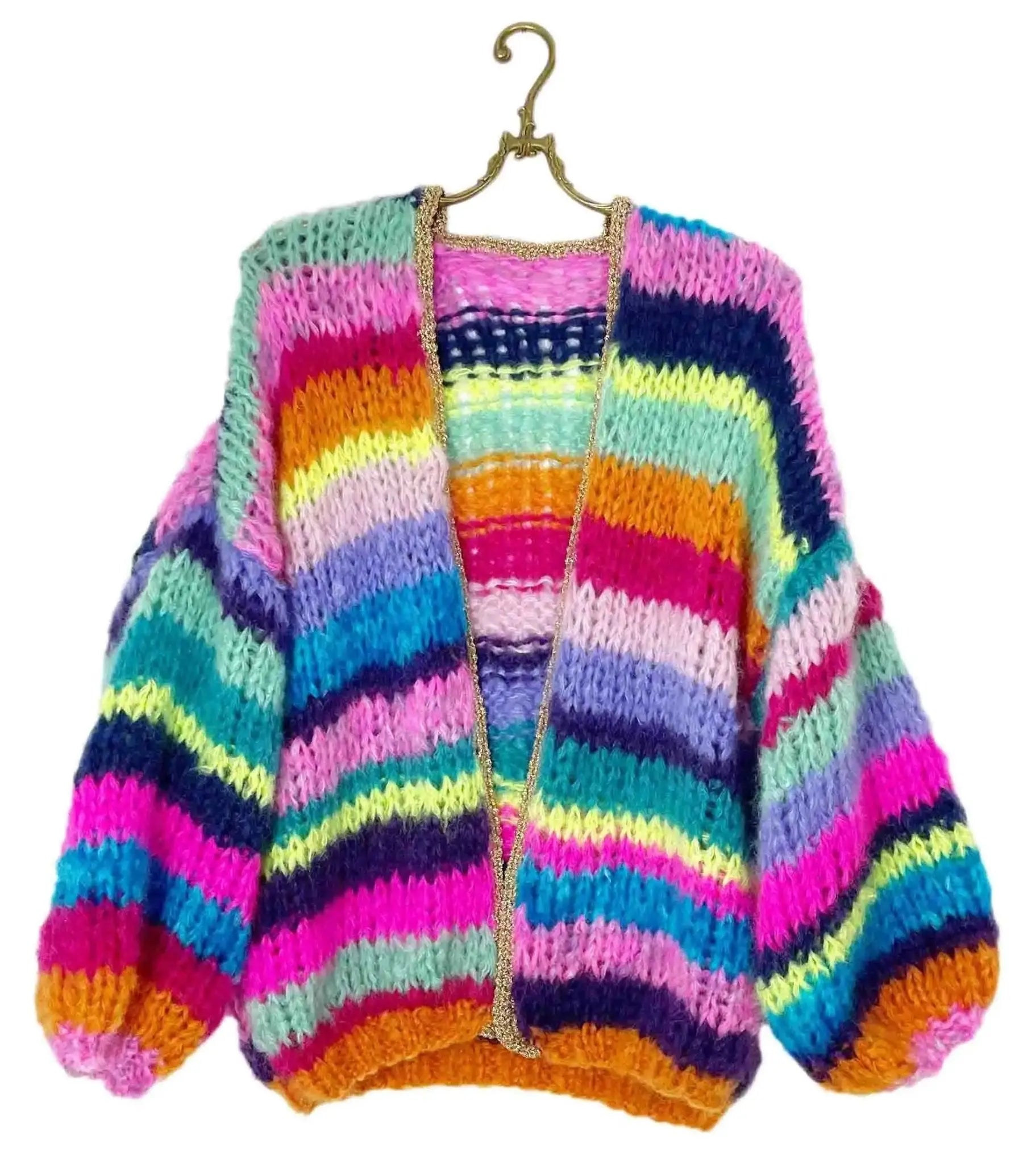 Bernadette Cardigan Regenbogen Chunky Mohair Knocknok