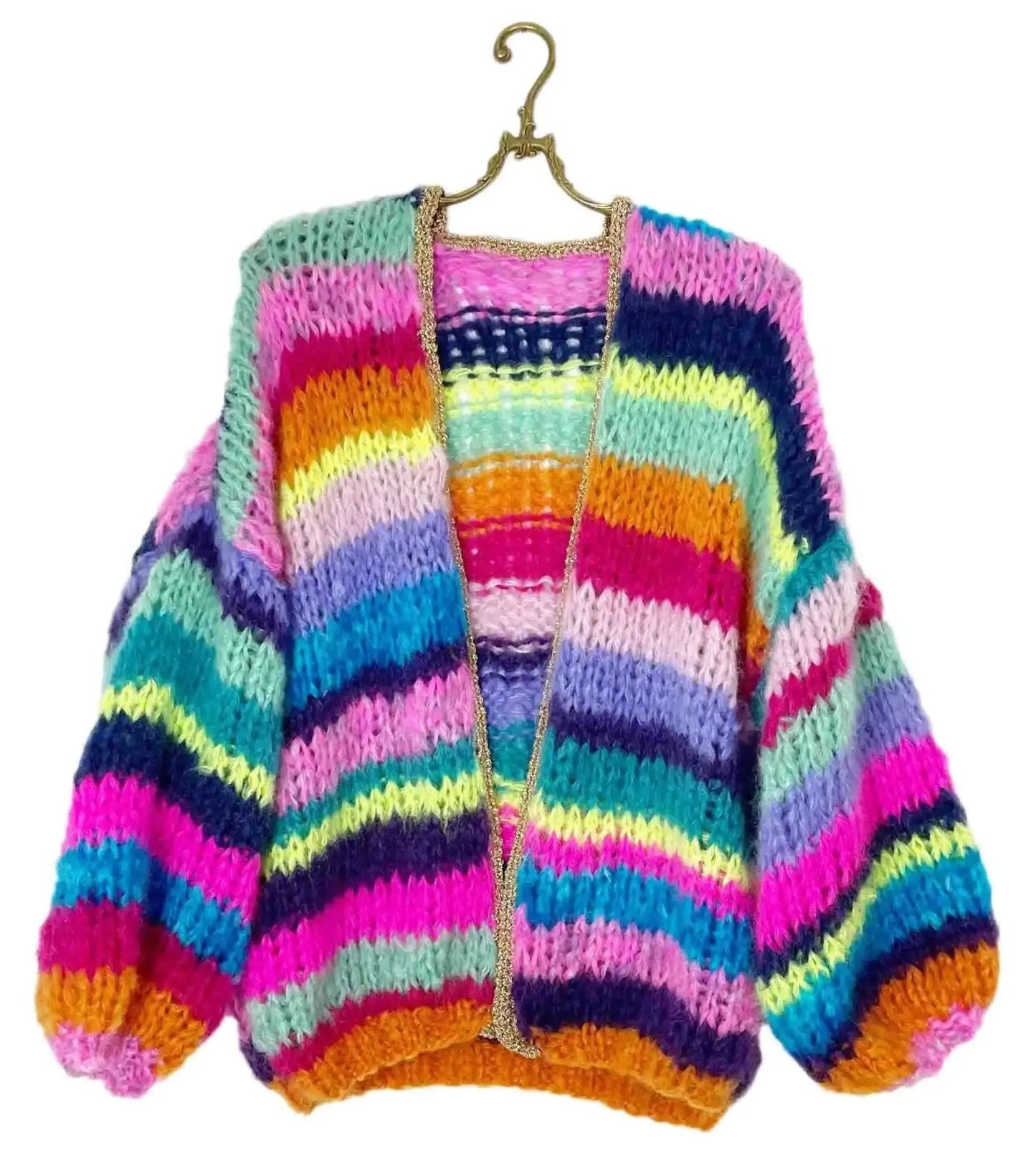 Bernadette Cardigan Regenbogen Chunky Mohair Knocknok