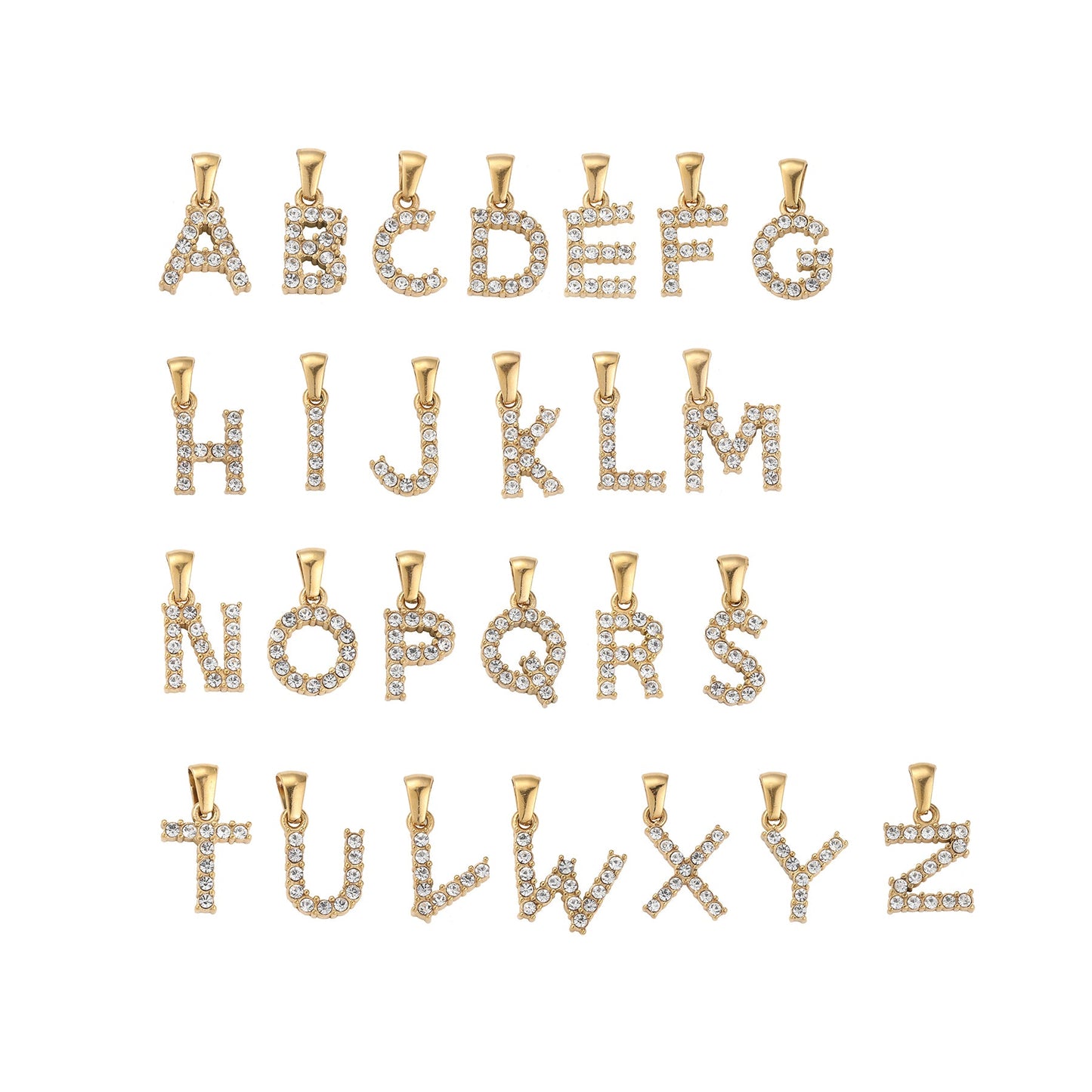 Buchstaben Anhänger Edelstahl Zirkonia A B C - KNOCKNOK Fashion