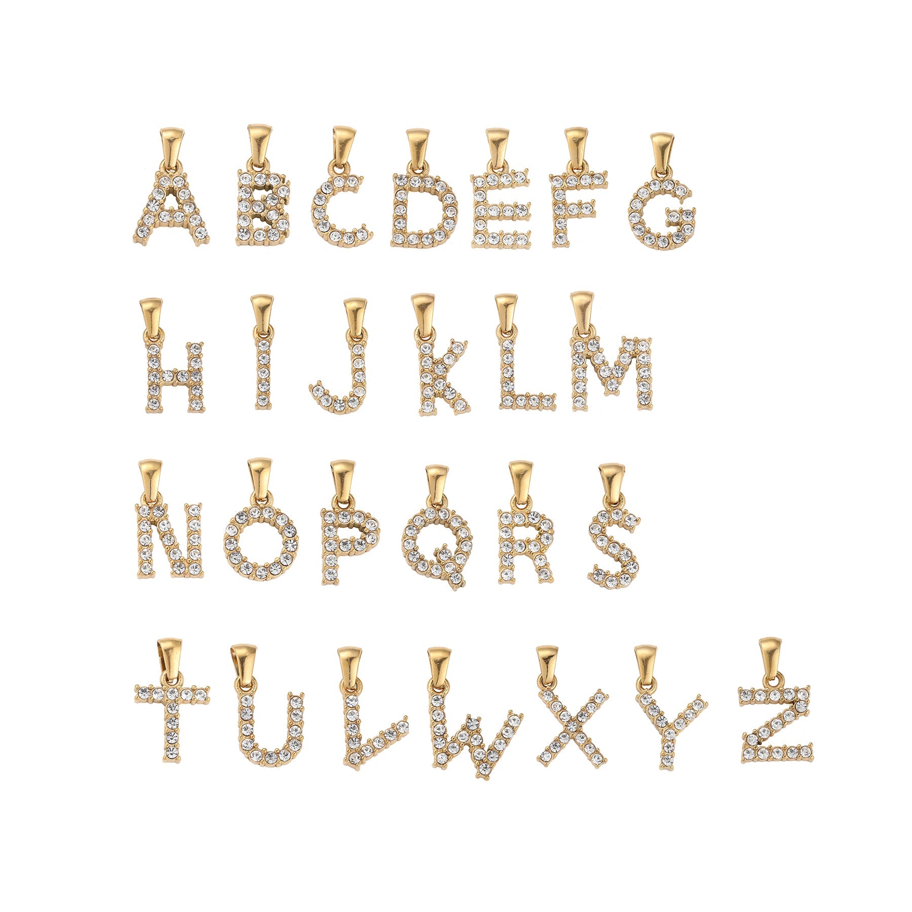 Buchstaben Anhänger Edelstahl Zirkonia A B C - KNOCKNOK Fashion
