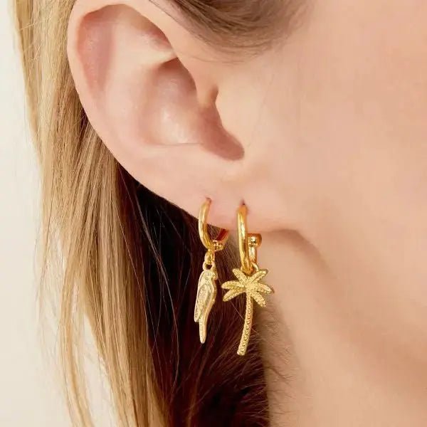 Edelstahl Creole mit Palme Anhänger Knocknok
