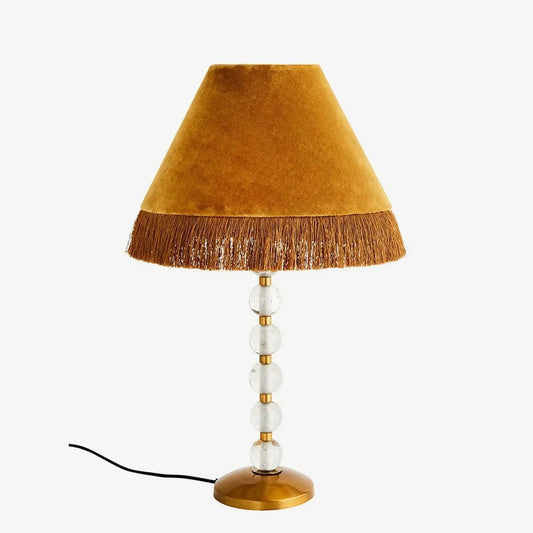 Madam Stoltz Tischlampe Samt Retro Mustard Madam Stoltz