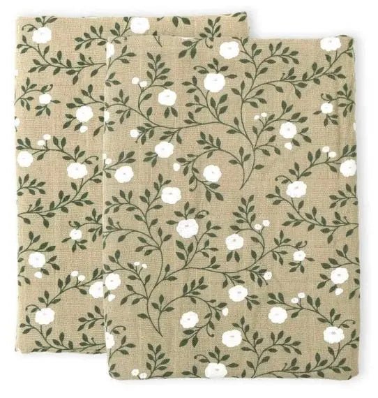 Musselin Tuch Salbei Blumen 2-er Pack A Little Lovely Company