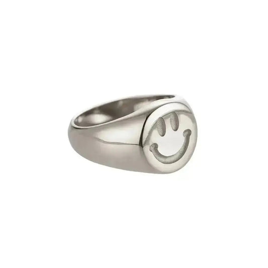 Smiley Ring Edelstahl Silber - KNOCKNOK Fashion