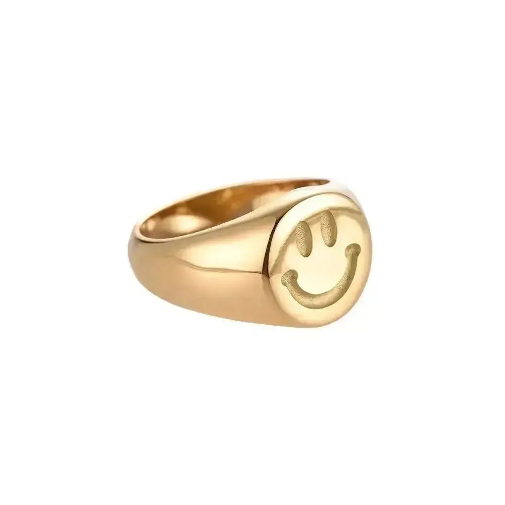 Smiley Ring Edelstahl vergoldet - KNOCKNOK Fashion