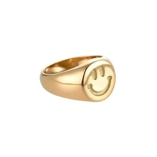 Smiley Ring Edelstahl vergoldet - KNOCKNOK Fashion