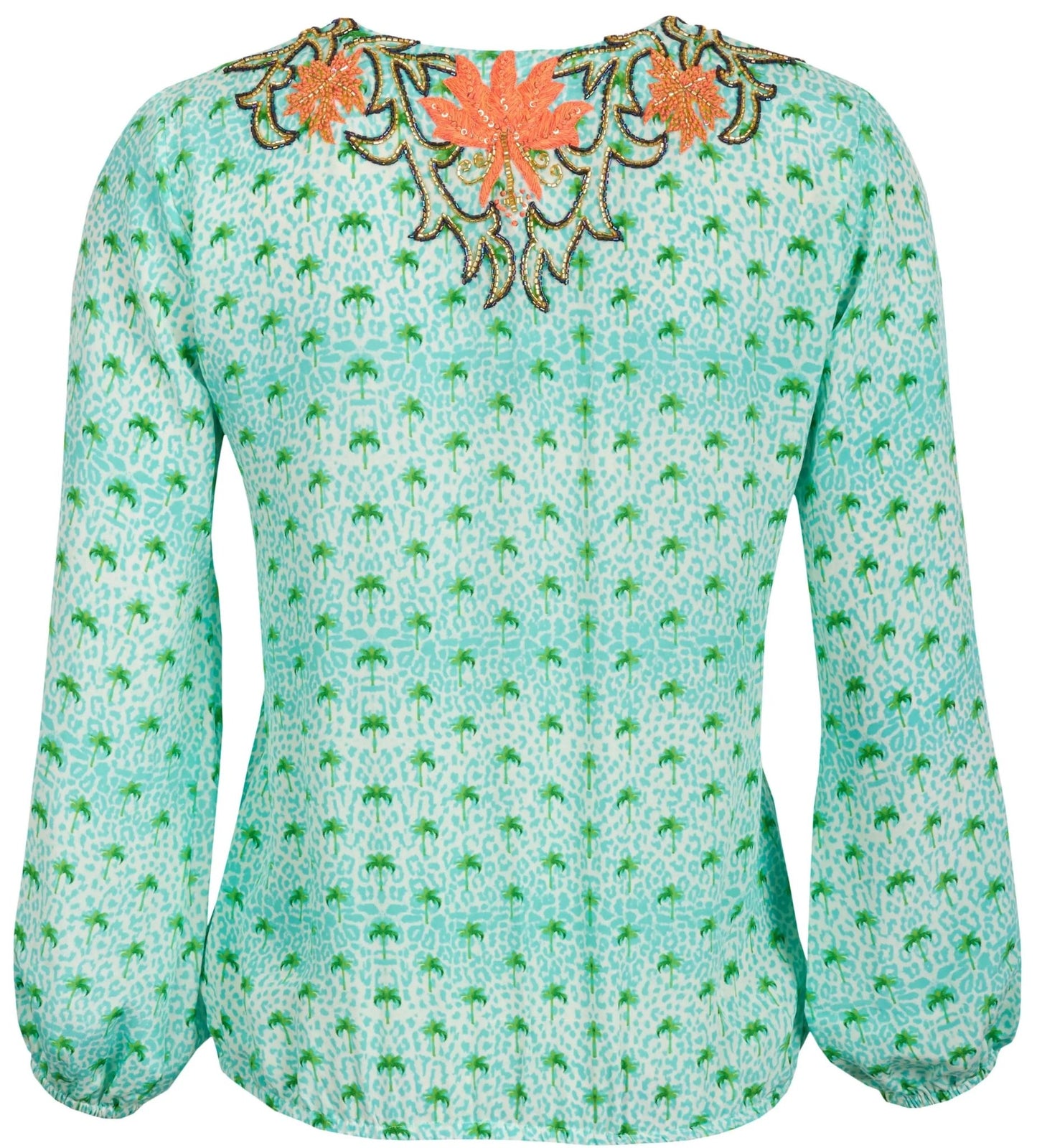 Taj Seidenbluse Stickerei und Palmen-Print Taj by Sabrina Crippa