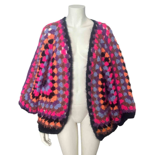 Granny Square Jacke Damen – handgearbeiteter Boho Cardigan in Multicolor