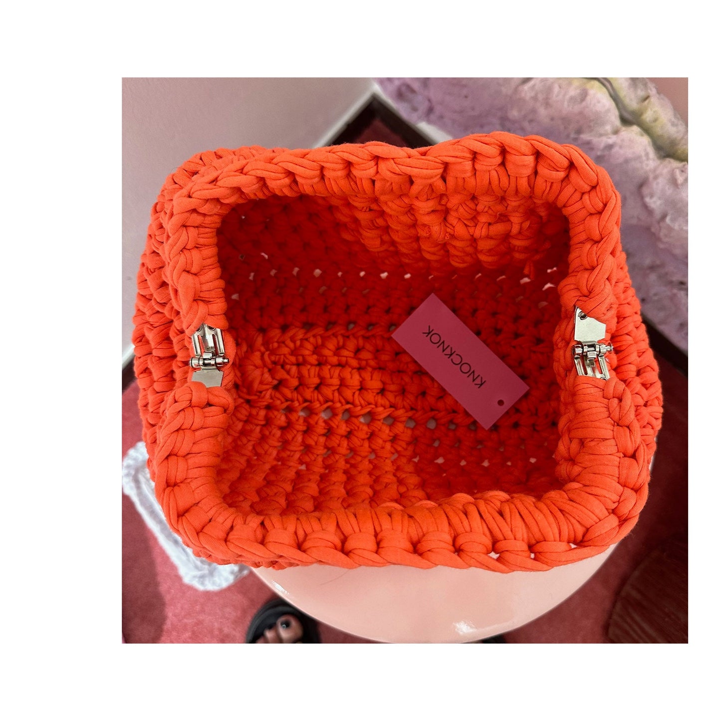 Chunky Häkel Clutch Orange - KNOCKNOK Fashion