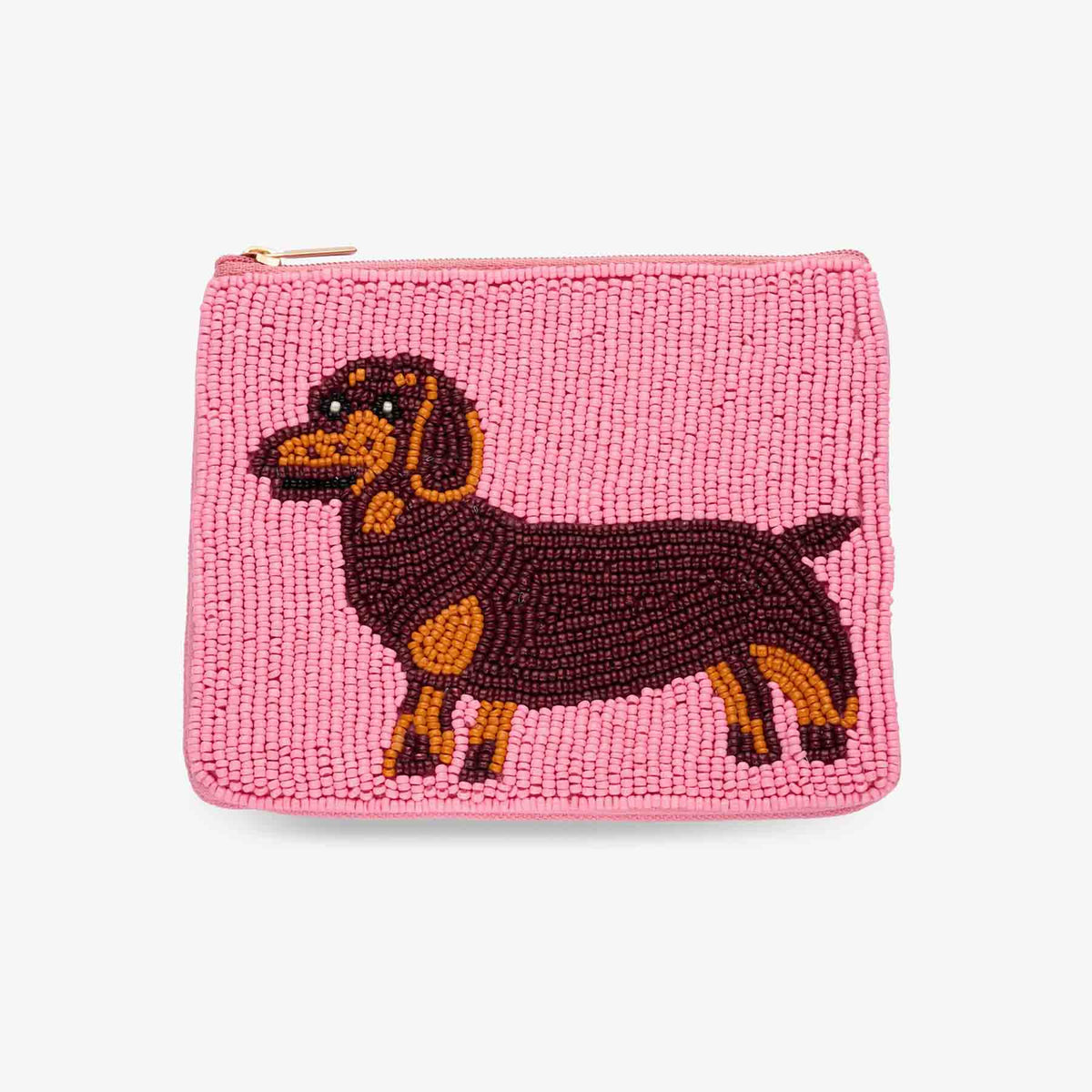 Dackel Geldbeutel Pink – Dachshund Portemonnaie mit Perlen - KNOCKNOK Fashion