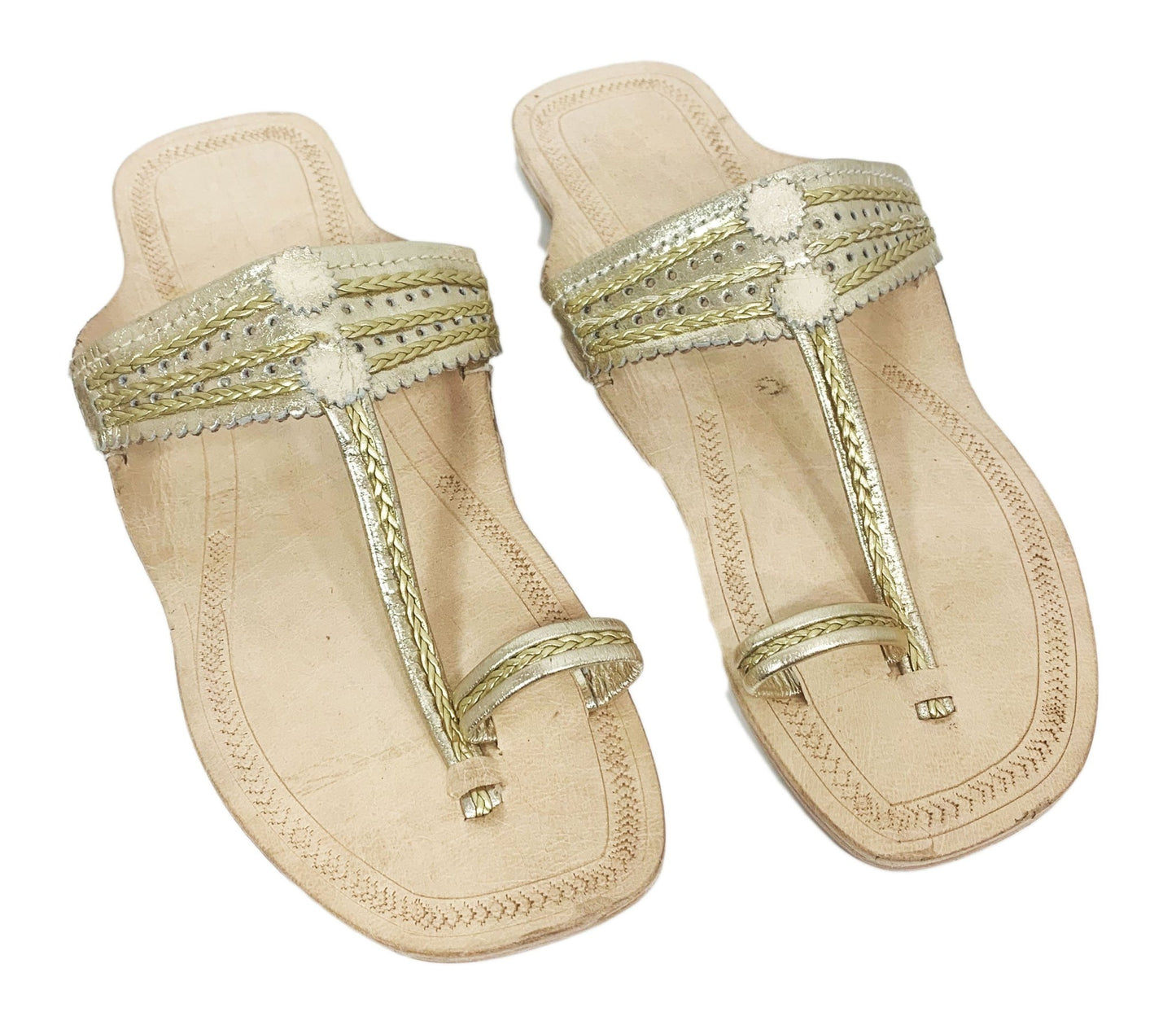 Goldene Sandalen Kolhapuri - KNOCKNOK Fashion