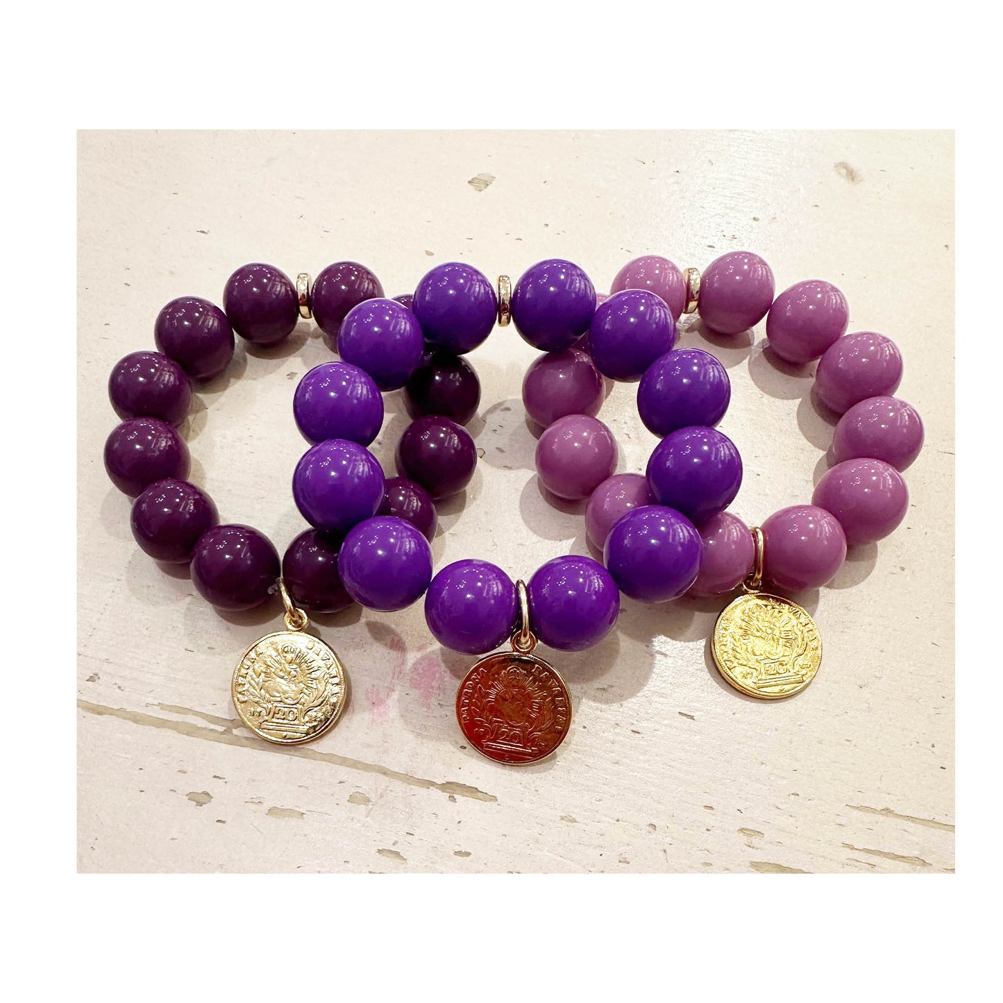 Rio Berlin Armband mit Münze Lila - KNOCKNOK Fashion