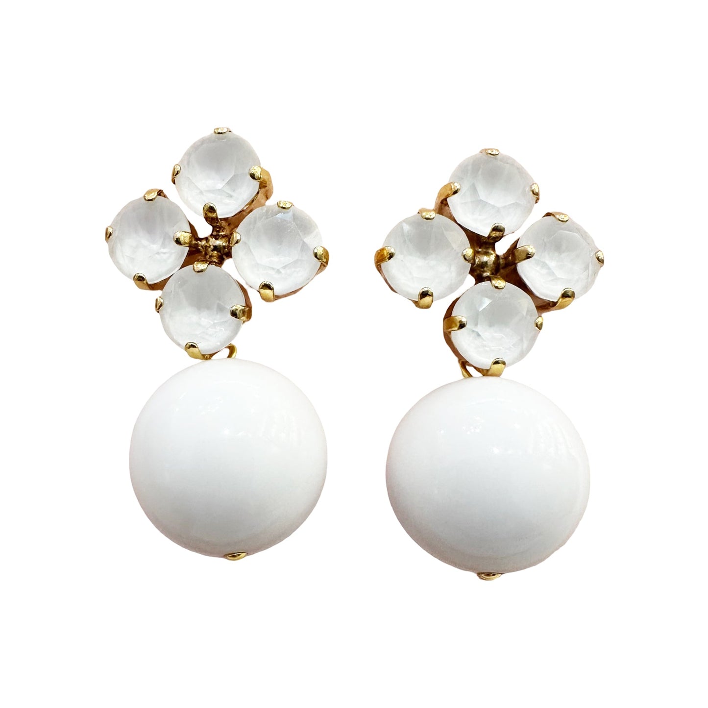 Rio Berlin Ohrringe – Strassblume & Acrylperle in Weiss - KNOCKNOK Fashion
