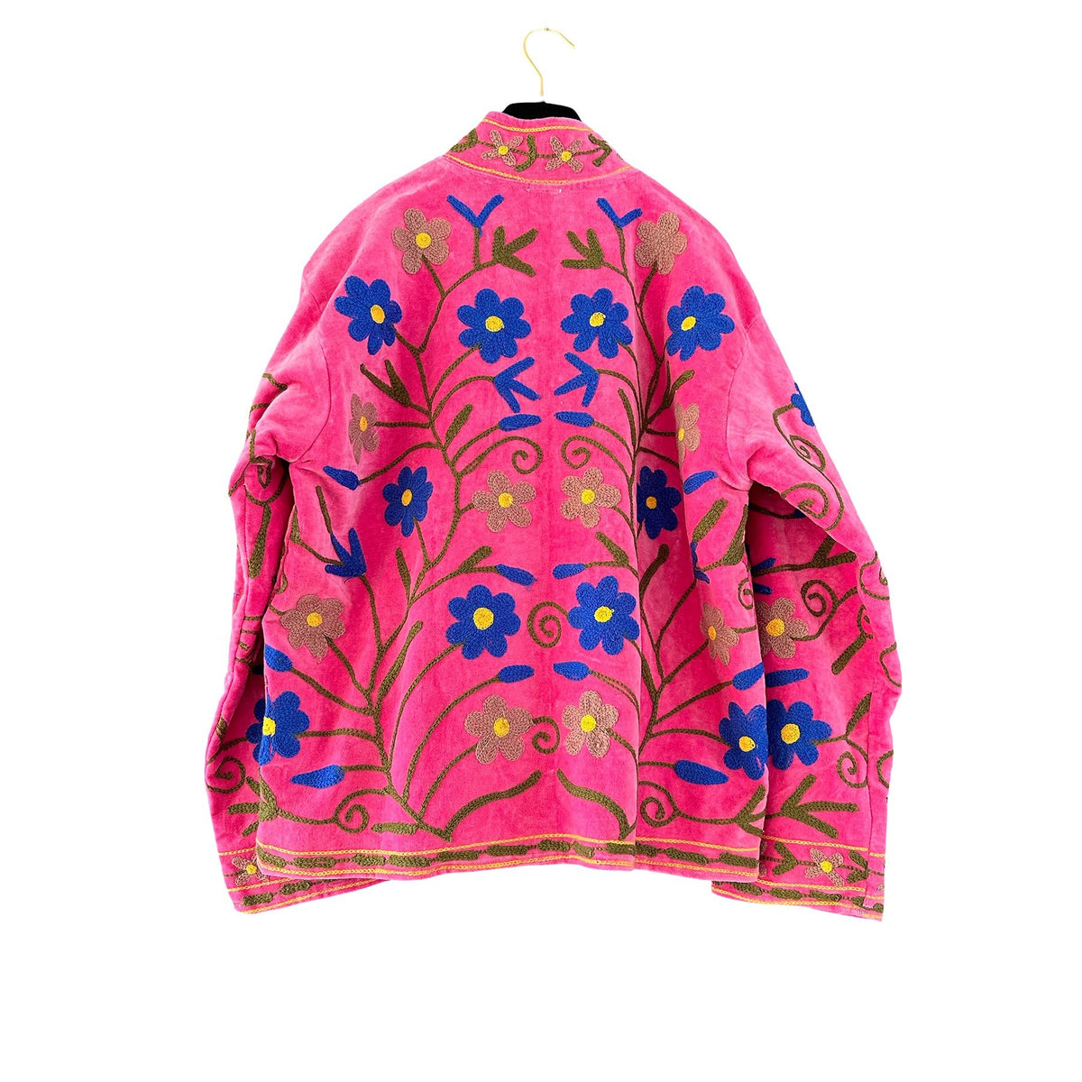 Suzani Samtjacke Pink mit floraler Stickerei - KNOCKNOK Fashion