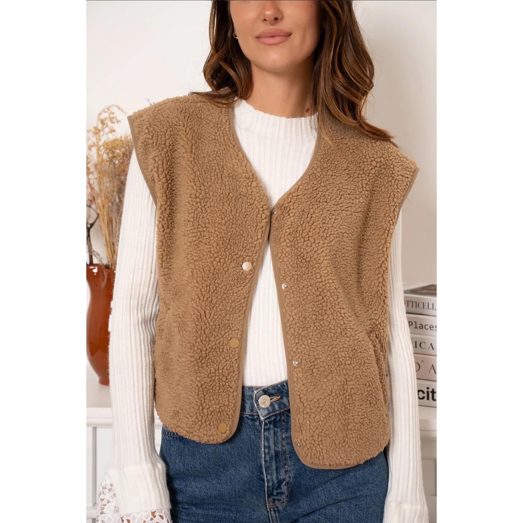 Teddyfell Weste Camel - KNOCKNOK Fashion