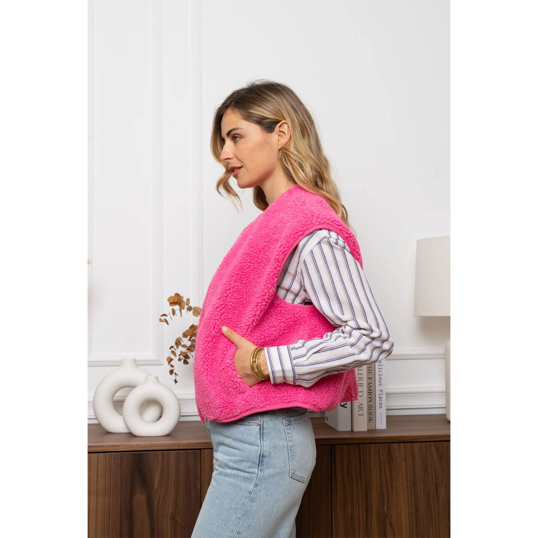 Teddyfell Weste Pink - KNOCKNOK Fashion