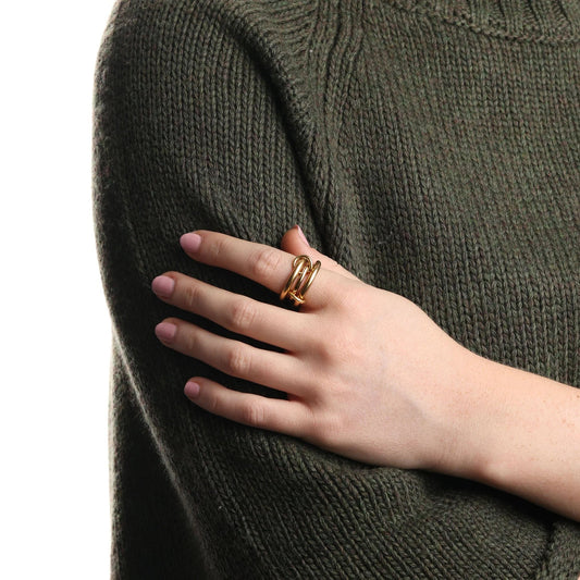 Timi of Sweden Dreifach Ring Edelstahl Vergoldet – Modern & Stackable - KNOCKNOK Fashion