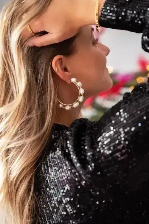 Edelstahl Creolen mit Perlen Besatz - KNOCKNOK Fashion