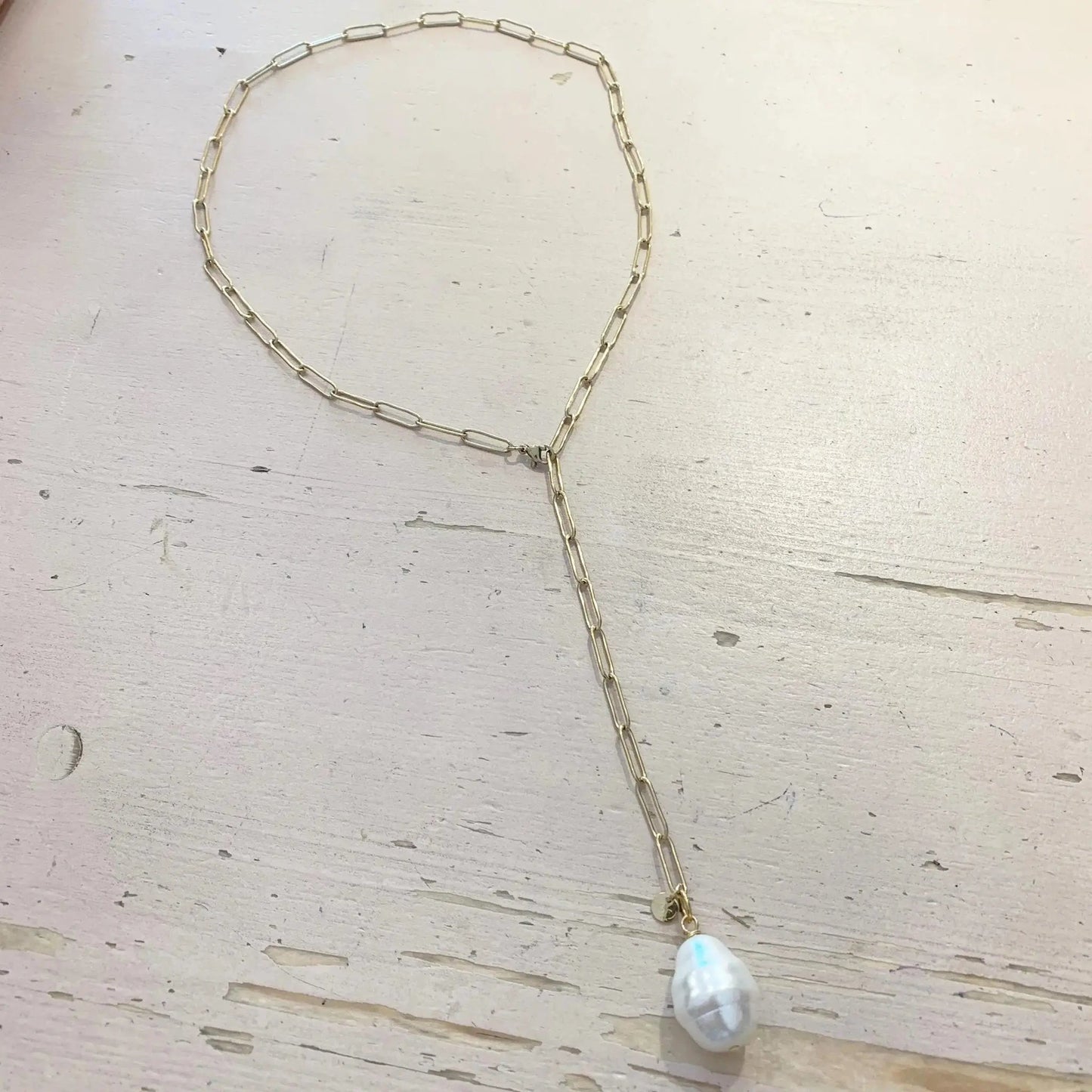 Edelstahl Halskette mit Süßwasser Barock-Perle Knocknok