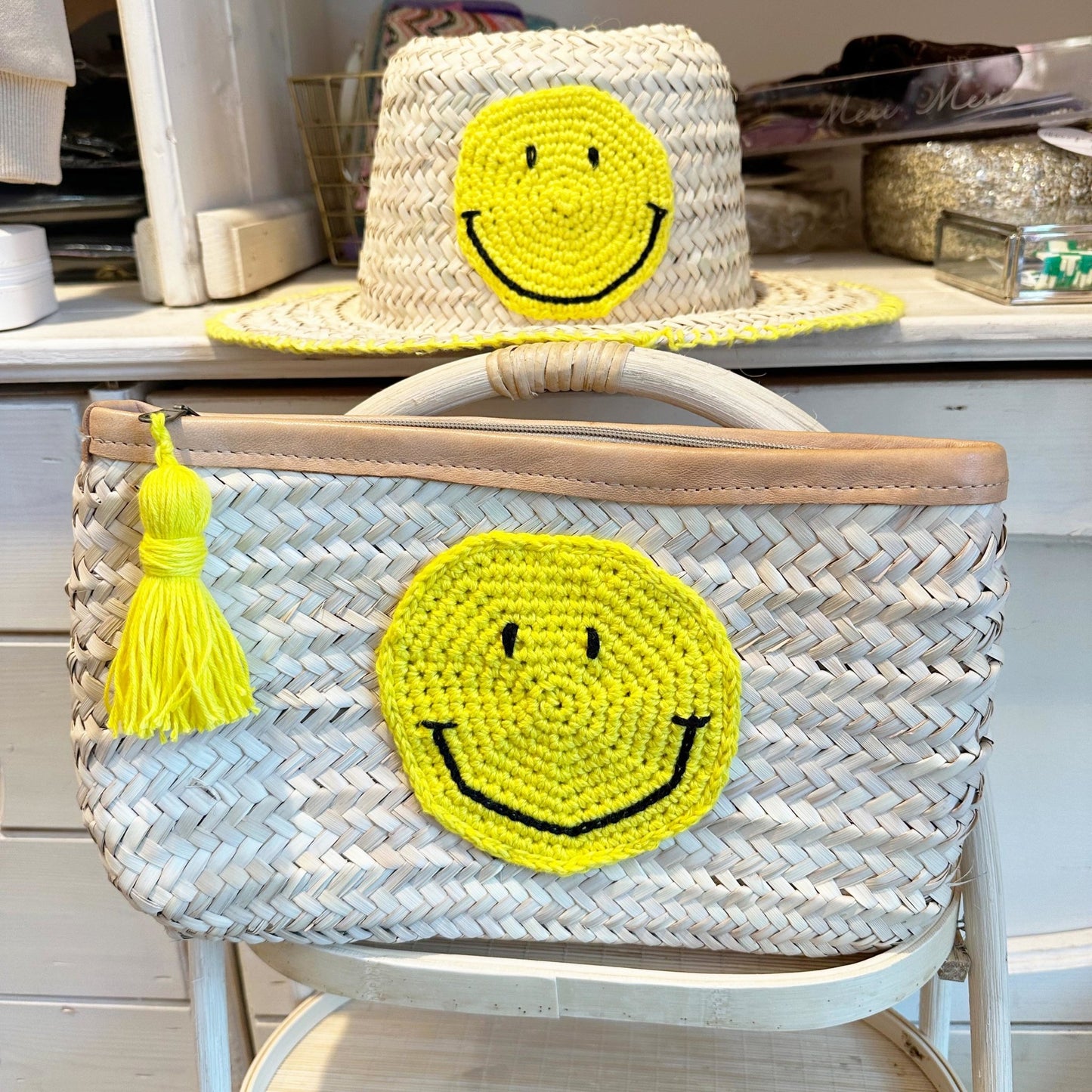 Palmblatt Hut mit Smiley - KNOCKNOK Fashion