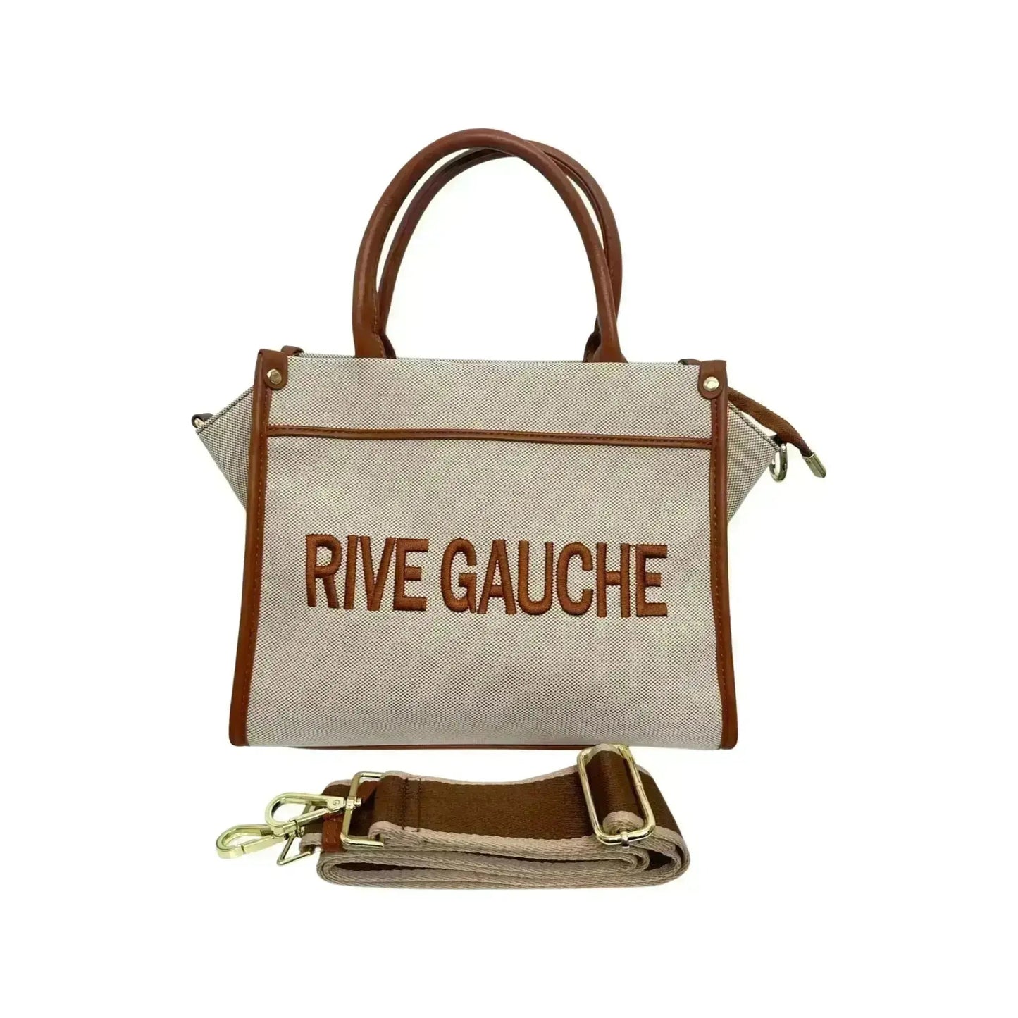 Rive Gauche Tasche Ecru Braun - KNOCKNOK Fashion