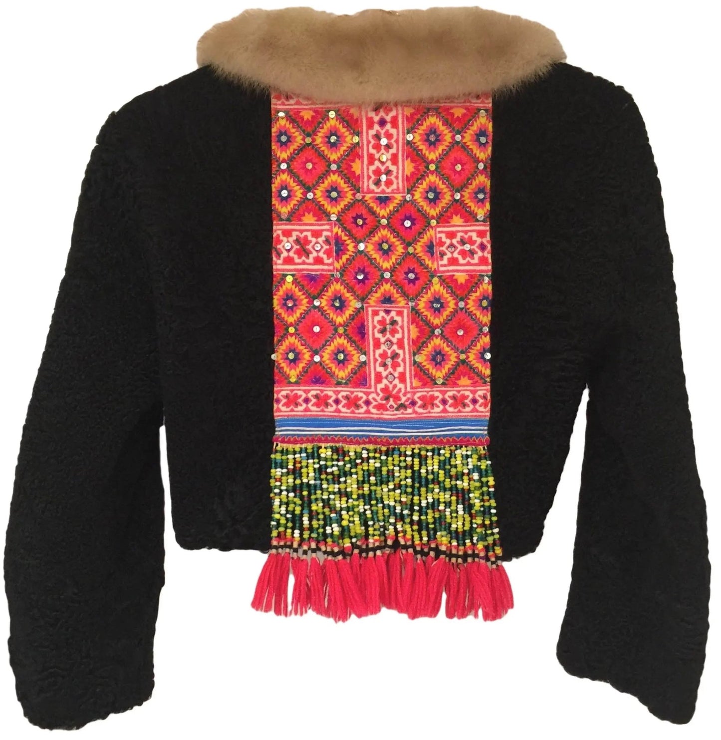 Vintage Persianer Jacke mit Nerzkragen und Stickerei Knocknok
